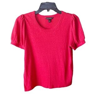 Banana Republic Factory women’s linen blend puff sleeve lightweight top XS red